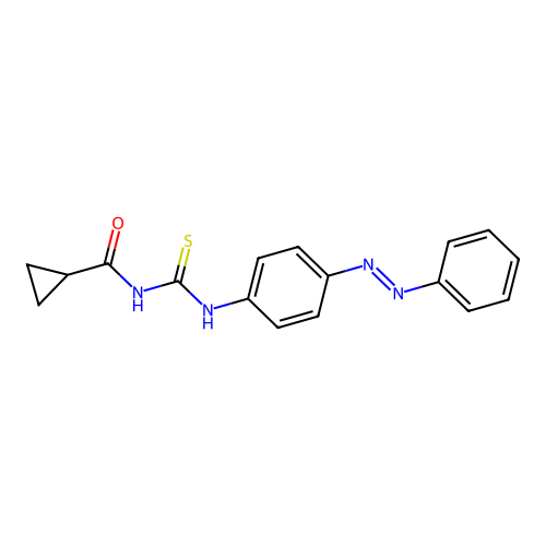 Cyclopropanecarboxamide, N-[[[4-(2-phenyldiazenyl)phenyl]amino]thioxomethyl]- structure