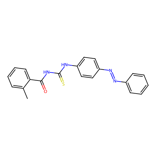 Benzamide, 2-methyl-N-[[[4-(2-phenyldiazenyl)phenyl]amino]thioxomethyl]- structure