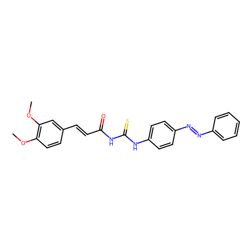 2-Propenamide, 3-(3,4-dimethoxyphenyl)-N-[[[4-(2-phenyldiazenyl)phenyl]amino]thioxomethyl]- structure