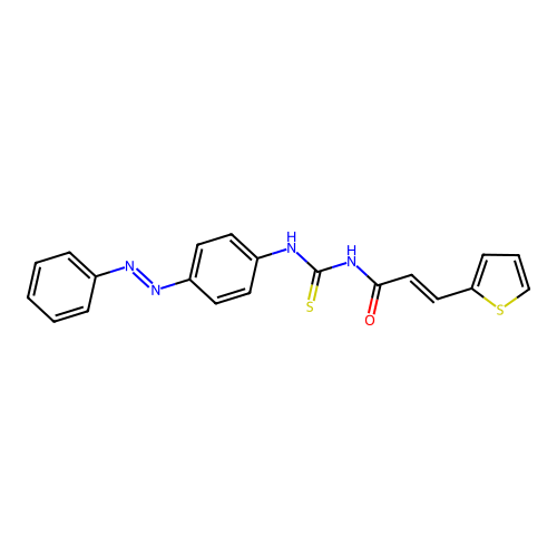 2-Propenamide, N-[[[4-(2-phenyldiazenyl)phenyl]amino]thioxomethyl]-3-(2-thienyl)- structure