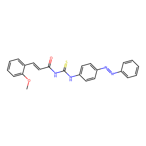 2-Propenamide, 3-(2-methoxyphenyl)-N-[[[4-(2-phenyldiazenyl)phenyl]amino]thioxomethyl]- structure