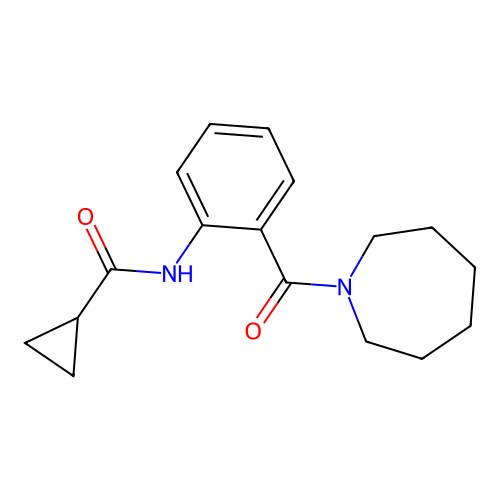 N-[2-(azepane-1-carbonyl)phenyl]cyclopropanecarboxamide structure