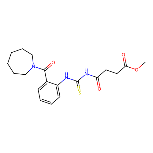 Methyl 4-[[2-(azepane-1-carbonyl)phenyl]carbamothioylamino]-4-oxobutanoate structure