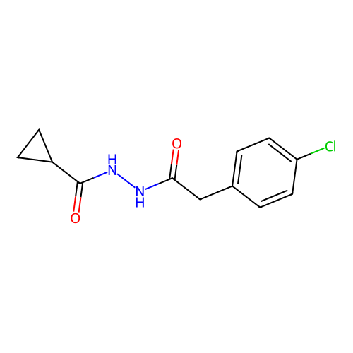 N'-[2-(4-chlorophenyl)acetyl]cyclopropanecarbohydrazide structure