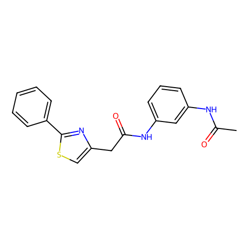 N-(3-acetamidophenyl)-2-(2-phenyl-1,3-thiazol-4-yl)acetamide structure