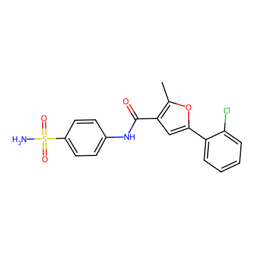 5-(2-chlorophenyl)-2-methyl-N-(4-sulfamoylphenyl)furan-3-carboxamide structure