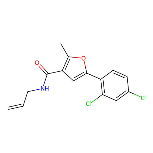 5-(2,4-dichlorophenyl)-2-methyl-N-(prop-2-en-1-yl)furan-3-carboxamide structure