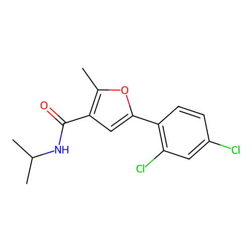 5-(2,4-dichlorophenyl)-N-isopropyl-2-methylfuran-3-carboxamide structure