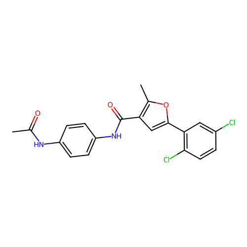 N-(4-acetamidophenyl)-5-(2,5-dichlorophenyl)-2-methylfuran-3-carboxamide structure