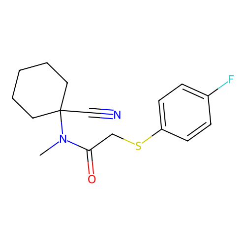 N-(1-cyanocyclohexyl)-2-[(4-fluorophenyl)sulfanyl]-N-methylacetamide structure