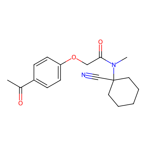 2-(4-acetylphenoxy)-N-(1-cyanocyclohexyl)-N-methylacetamide structure