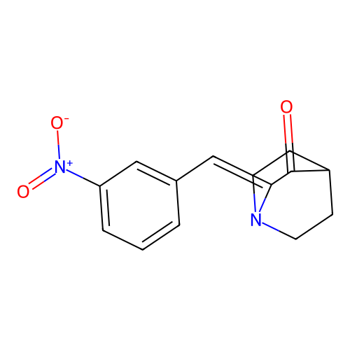 (2Z)-2-[(3-nitrophenyl)methylidene]-1-azabicyclo[2.2.2]octan-3-one structure