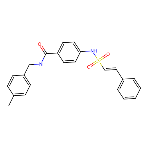 N-[(4-methylphenyl)methyl]-4-(2-phenylethenesulfonamido)benzamide structure