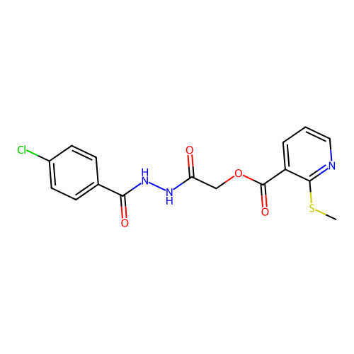 [2-[2-(4-chlorobenzoyl)hydrazinyl]-2-oxoethyl] 2-methylsulfanylpyridine-3-carboxylate structure