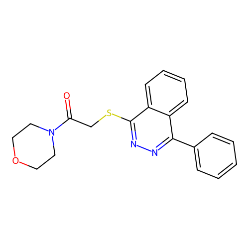 1-Morpholino-2-((4-phenylphthalazin-1-yl)thio)ethanone structure