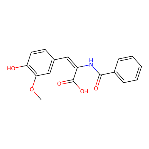 2-(Benzoylamino)-3-(4-hydroxy-3-methoxyphenyl)prop-2-enoic acid structure