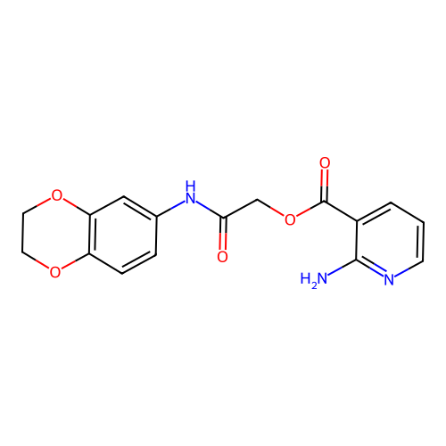 2-(2,3-dihydrobenzo[b][1,4]dioxin-6-ylamino)-2-oxoethyl 2-aminonicotinate structure