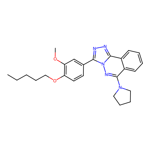 1,2,4-Triazolo(3,4-a)phthalazine, 3-(3-methoxy-4-(pentyloxy)phenyl)-6-(1-pyrrolidinyl)- structure