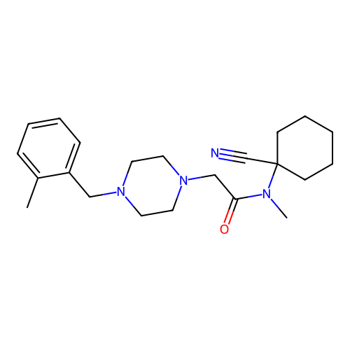 N-(1-cyanocyclohexyl)-N-methyl-2-[4-[(2-methylphenyl)methyl]piperazin-1-yl]acetamide structure