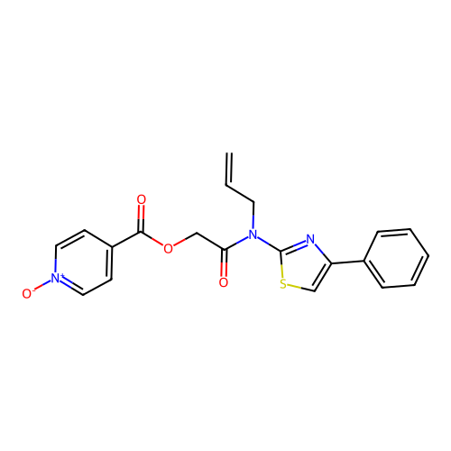 [2-oxo-2-[(4-phenyl-1,3-thiazol-2-yl)-prop-2-enylamino]ethyl] 1-oxidopyridin-1-ium-4-carboxylate structure