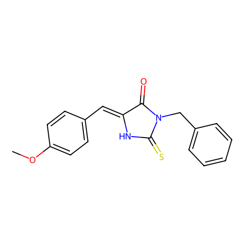1-benzyl-4-[(4-methoxyphenyl)methylidene]-2-sulfanyl-4,5-dihydro-1H-imidazol-5-one structure