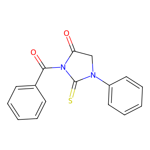 3-Benzoyl-1-phenyl-2-thioxo-imidazolidin-4-one structure