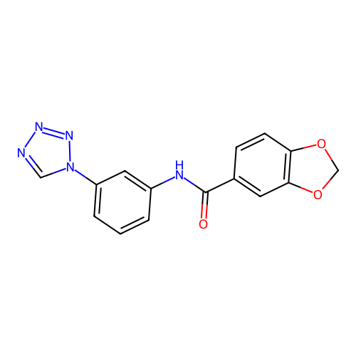 N-[3-(1H-tetrazol-1-yl)phenyl]-1,3-benzodioxole-5-carboxamide structure