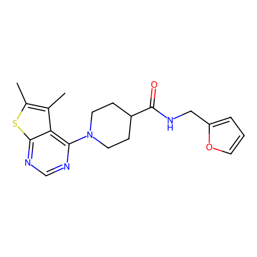 1-(5,6-dimethylthieno[2,3-d]pyrimidin-4-yl)-N-(furan-2-ylmethyl)piperidine-4-carboxamide structure