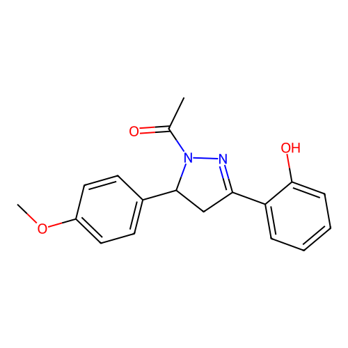 1-(3-(2-hydroxyphenyl)-5-(4-methoxyphenyl)-4,5-dihydro-1H-pyrazol-1-yl)ethanone structure