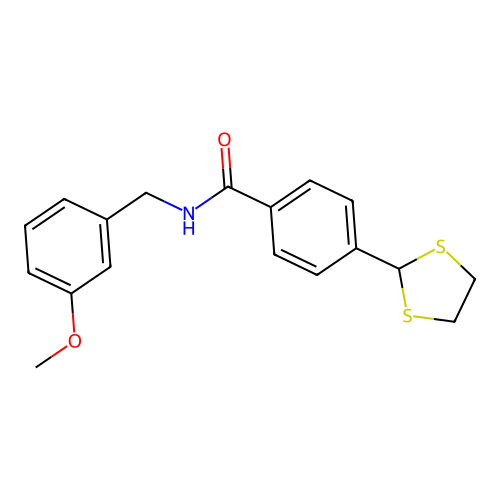 4-(1,3-dithiolan-2-yl)-N-[(3-methoxyphenyl)methyl]benzamide structure