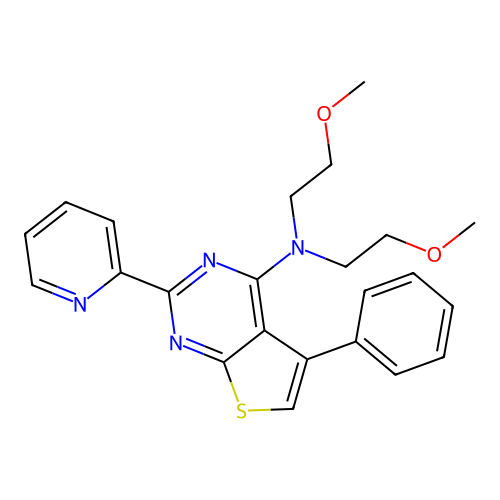 N,N-Bis(2-methoxyethyl)-5-phenyl-2-(2-pyridinyl)thieno[2,3-d]pyrimidin-4-amine structure
