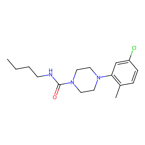 N-butyl-4-(5-chloro-2-methylphenyl)piperazine-1-carboxamide structure
