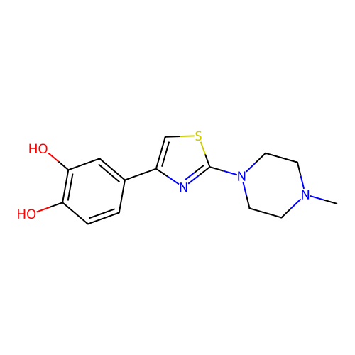 4-(2-(4-Methylpiperazin-1-yl)thiazol-4-yl)benzene-1,2-diol structure