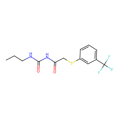 N-(propylcarbamoyl)-2-[3-(trifluoromethyl)phenyl]sulfanylacetamide structure