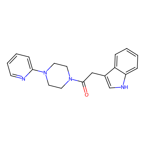 2-(1H-indol-3-yl)-1-[4-(pyridin-2-yl)piperazin-1-yl]ethanone structure