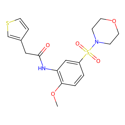 N-(2-methoxy-5-morpholin-4-ylsulfonylphenyl)-2-thiophen-3-ylacetamide structure