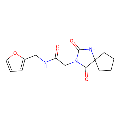 2-{2,4-dioxo-1,3-diazaspiro[4.4]nonan-3-yl}-N-[(furan-2-yl)methyl]acetamide structure