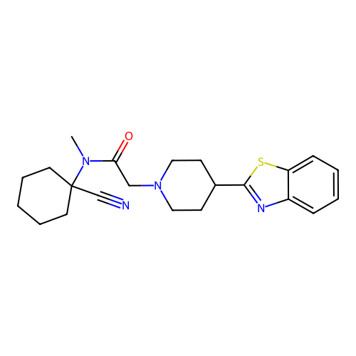2-[4-(1,3-benzothiazol-2-yl)piperidin-1-yl]-N-(1-cyanocyclohexyl)-N-methylacetamide structure