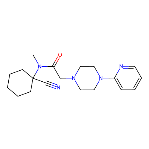 N-(1-cyanocyclohexyl)-N-methyl-2-[4-(pyridin-2-yl)piperazin-1-yl]acetamide structure