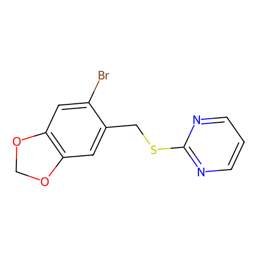 2-[(6-Bromo-1,3-benzodioxol-5-yl)methylsulfanyl]pyrimidine structure