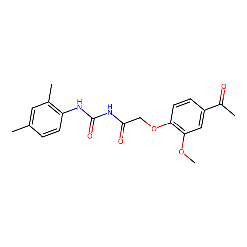 2-(4-acetyl-2-methoxyphenoxy)-N-[(2,4-dimethylphenyl)carbamoyl]acetamide structure