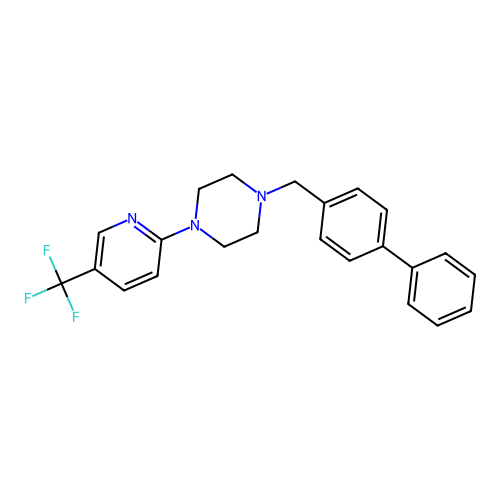 1-({[1,1'-Biphenyl]-4-yl}methyl)-4-[5-(trifluoromethyl)pyridin-2-yl]piperazine structure