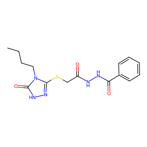 N'-[2-[(4-butyl-5-oxo-1H-1,2,4-triazol-3-yl)sulfanyl]acetyl]benzohydrazide structure