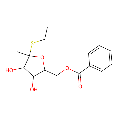 (5-Ethylsulfanyl-3,4-dihydroxy-5-methyloxolan-2-yl)methylbenzoate structure