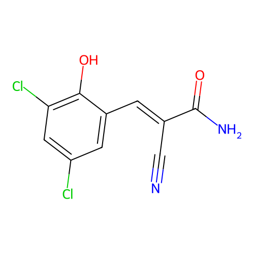 (E)-2-cyano-3-(3,5-dichloro-2-hydroxyphenyl)prop-2-enamide structure
