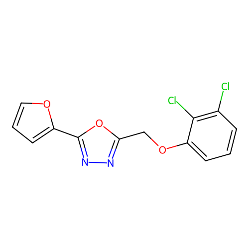 2-[(2,3-Dichlorophenoxy)methyl]-5-(furan-2-yl)-1,3,4-oxadiazole structure