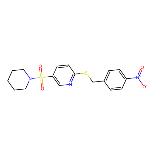 2-[(4-Nitrophenyl)methylsulfanyl]-5-piperidin-1-ylsulfonylpyridine structure