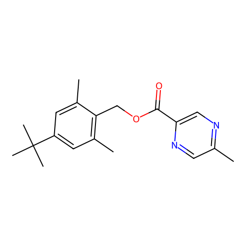 (4-Tert-butyl-2,6-dimethylphenyl)methyl 5-methylpyrazine-2-carboxylate structure