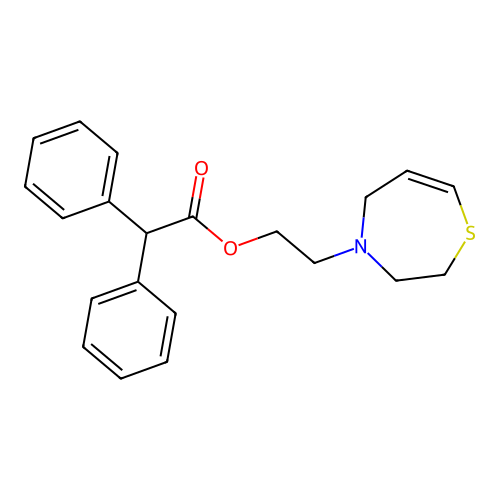 2-(Hexahydro-1,4-thiazepin-4-yl)ethyl diphenylacetate structure