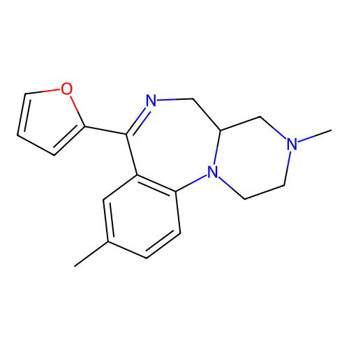 1,2,3,4,4a,5-Hexahydro-3,9-dimethyl-7-(2-furanyl)pyrazino(1,2-a)(1,4)benzodiazepine structure